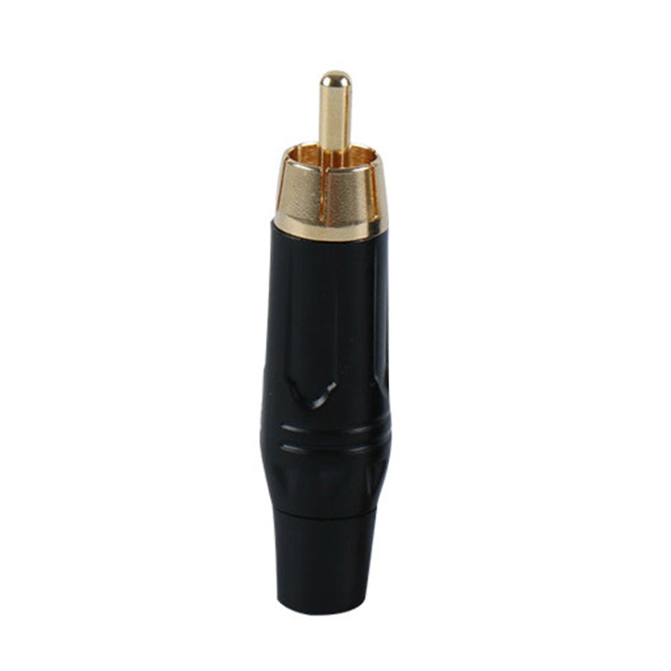 Spina audio/video maschio RCA saldata in rame puro assemblata con connettore AV Lotus, Black Spina audio/video maschio RCA saldata in rame puro assemblata con connettore AV Lotus, Black